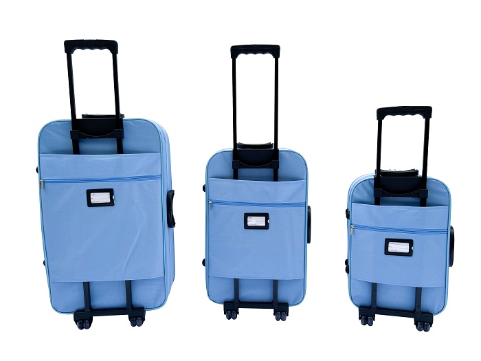 Reisekoffer Stoffkoffer Trolley Gepäck Set 3 tlg. Travel Rollkoffer Hangepäck Blau