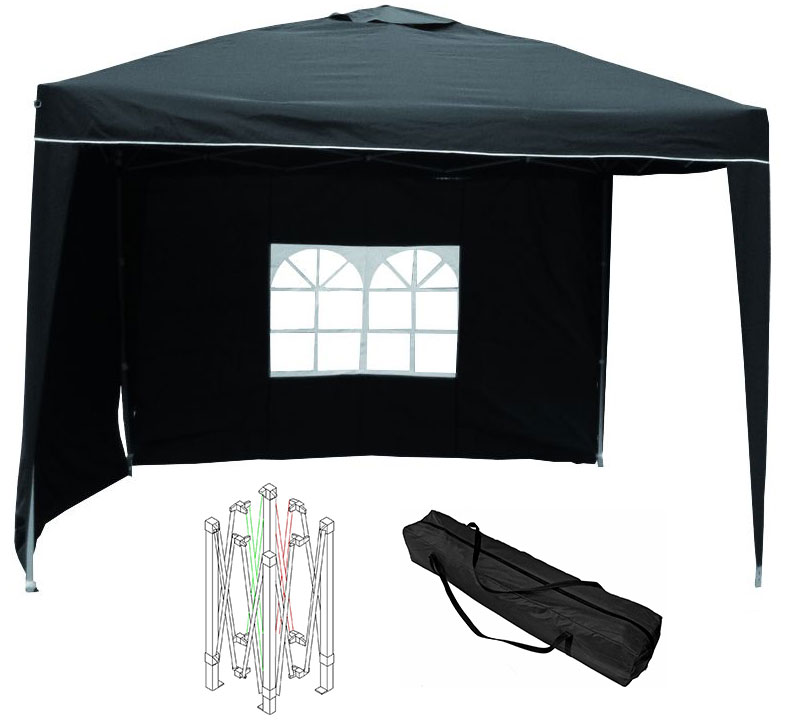 Alu Pavillon Faltpavillon 3x3m Gartenpavillon Gartenzelt Partyzelt Wasserabweisend Schwarz