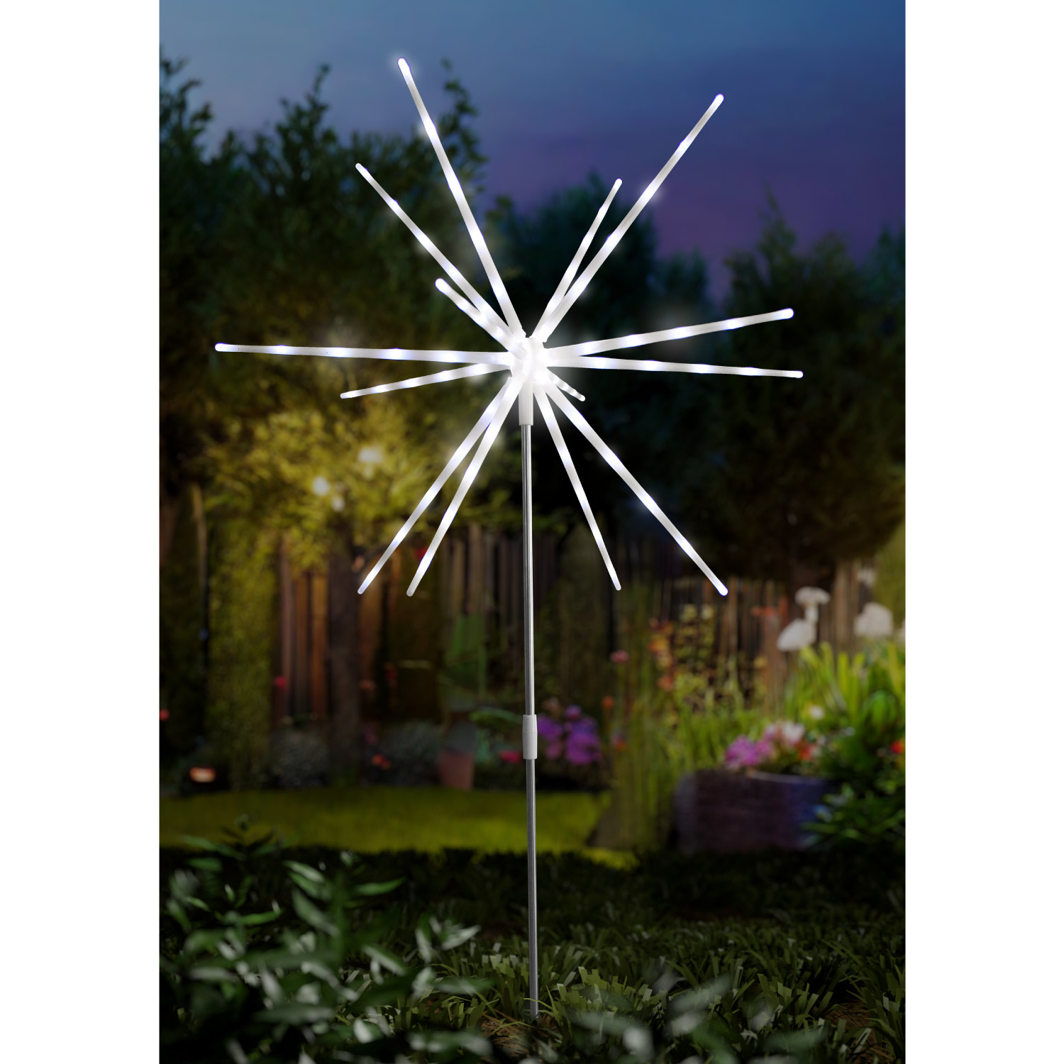 LED Polarstern Gartenstecker Lichterkette Erdungsstift 70 LEDS Batterie Timer