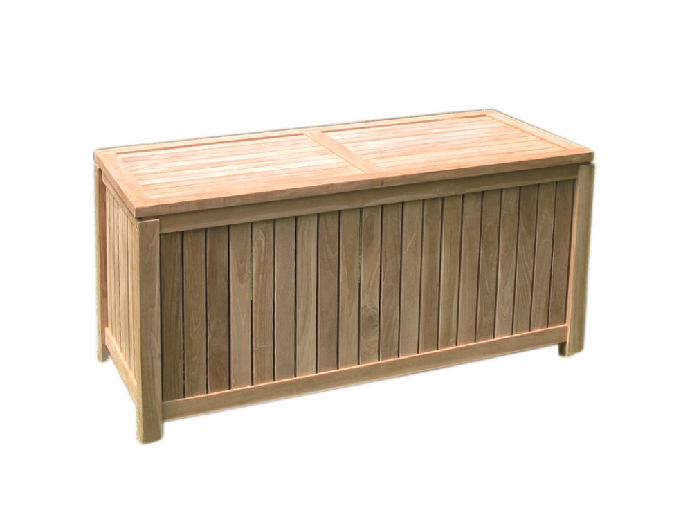Premium Teak Gartenbox Verstauraum Gartenablage Teakholz offene Lattung klein