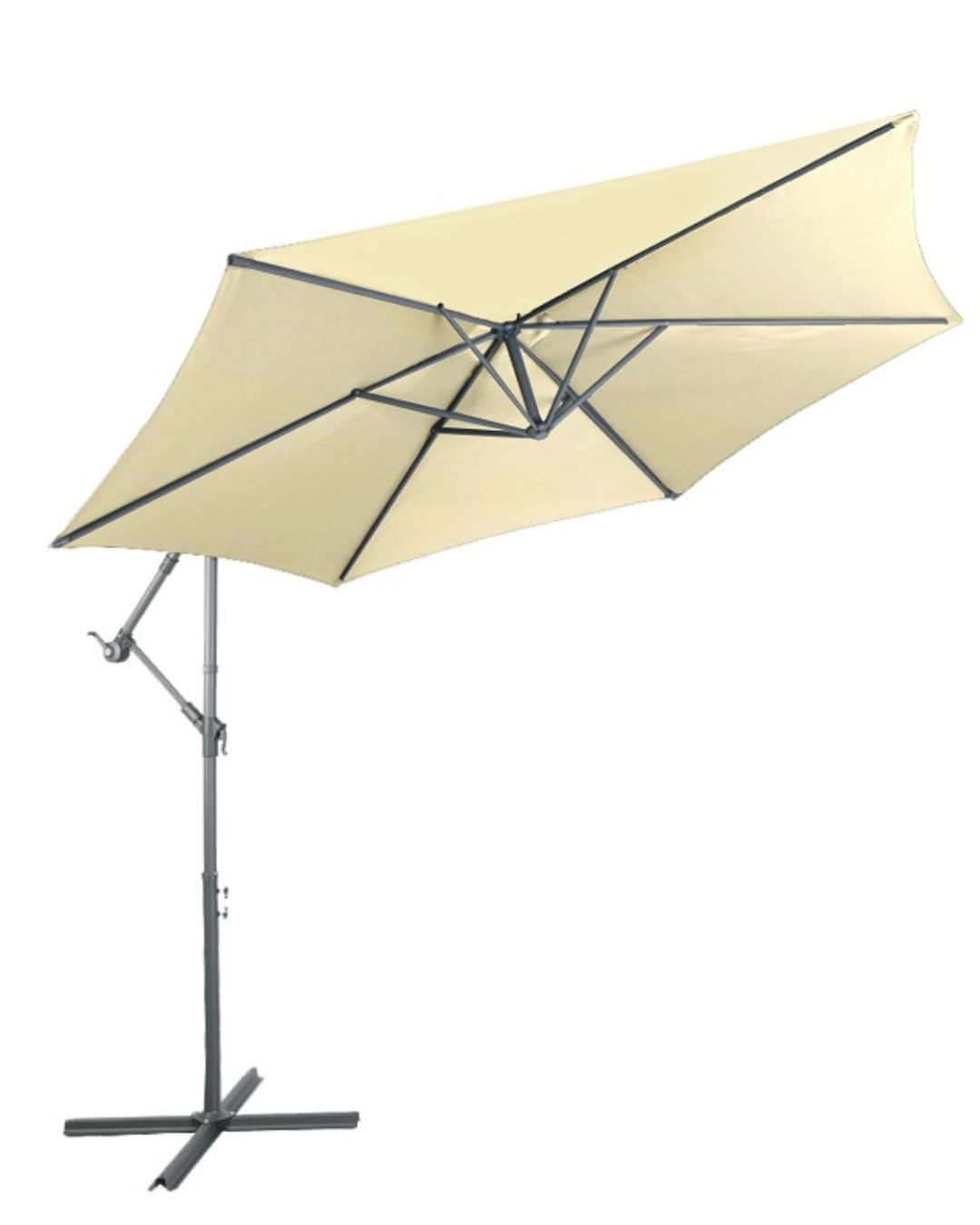 Alu Sonnenschirm Ampelschirm Ø 3m UV30+ Kurbelschirm mit Standfuß Garten beige