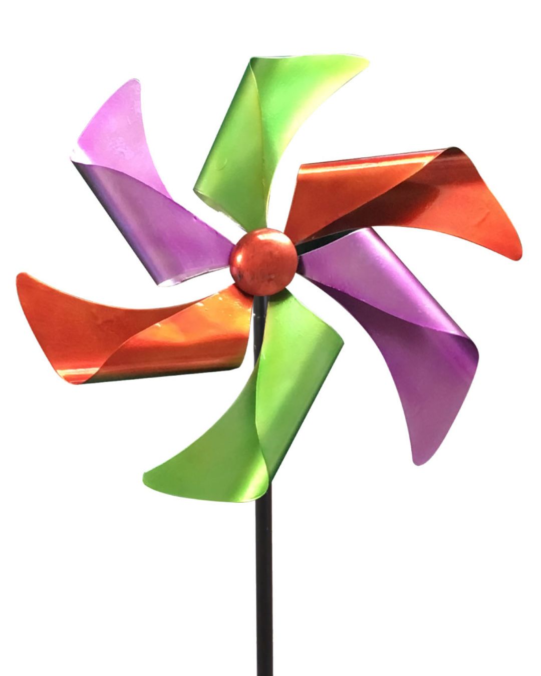 Windrad Windspiel Metall Gartendeko Balkon Terrasse Erdspieß grün violett rot