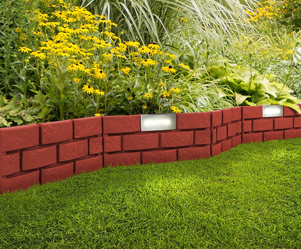Beetumrandung 4er Set Rasenkante Garten Beeteinfassung Solar Beleuchtung braun