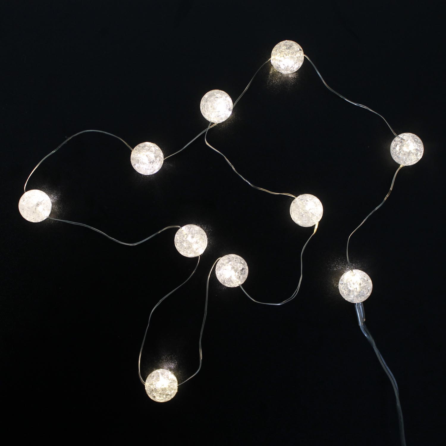 LED Kugellichterkette Acrylkugel Batterie Weihnachtsdeko 10 LEDs warmweiß Timer