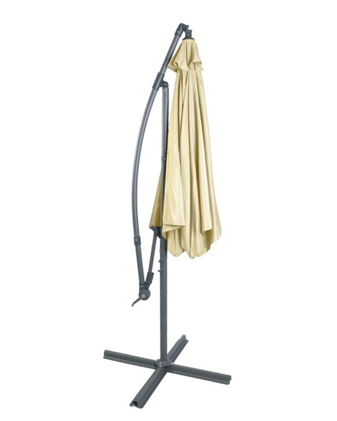 Alu Sonnenschirm Ampelschirm Ø 3m UV30+ Kurbelschirm mit Standfuß Garten beige