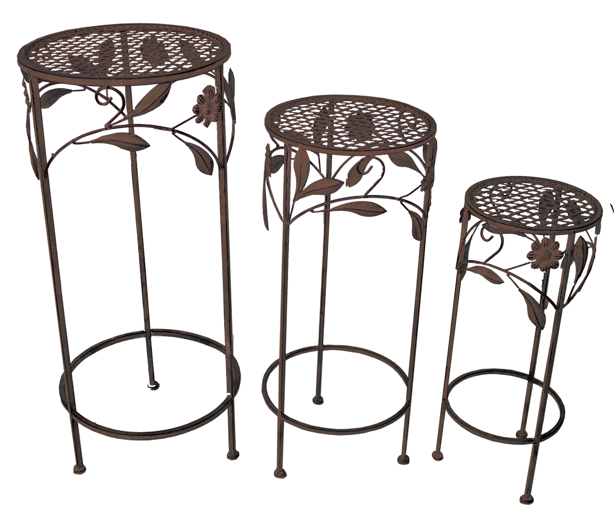 Hocker Set 3tlg. Gartendeko Eisenhocker Pflanzenständer Blumenhocker 2 Farben