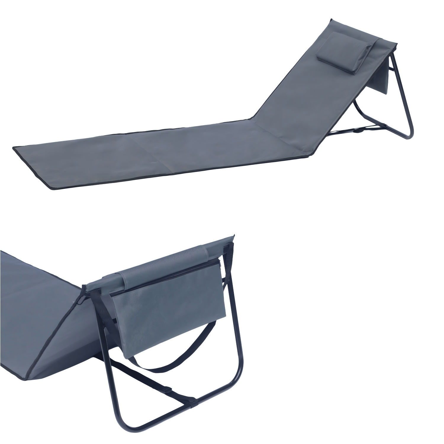 Strandliege Strandmatte Sonnenmatte Badematte Liege faltbar mit Tasche anthrazit