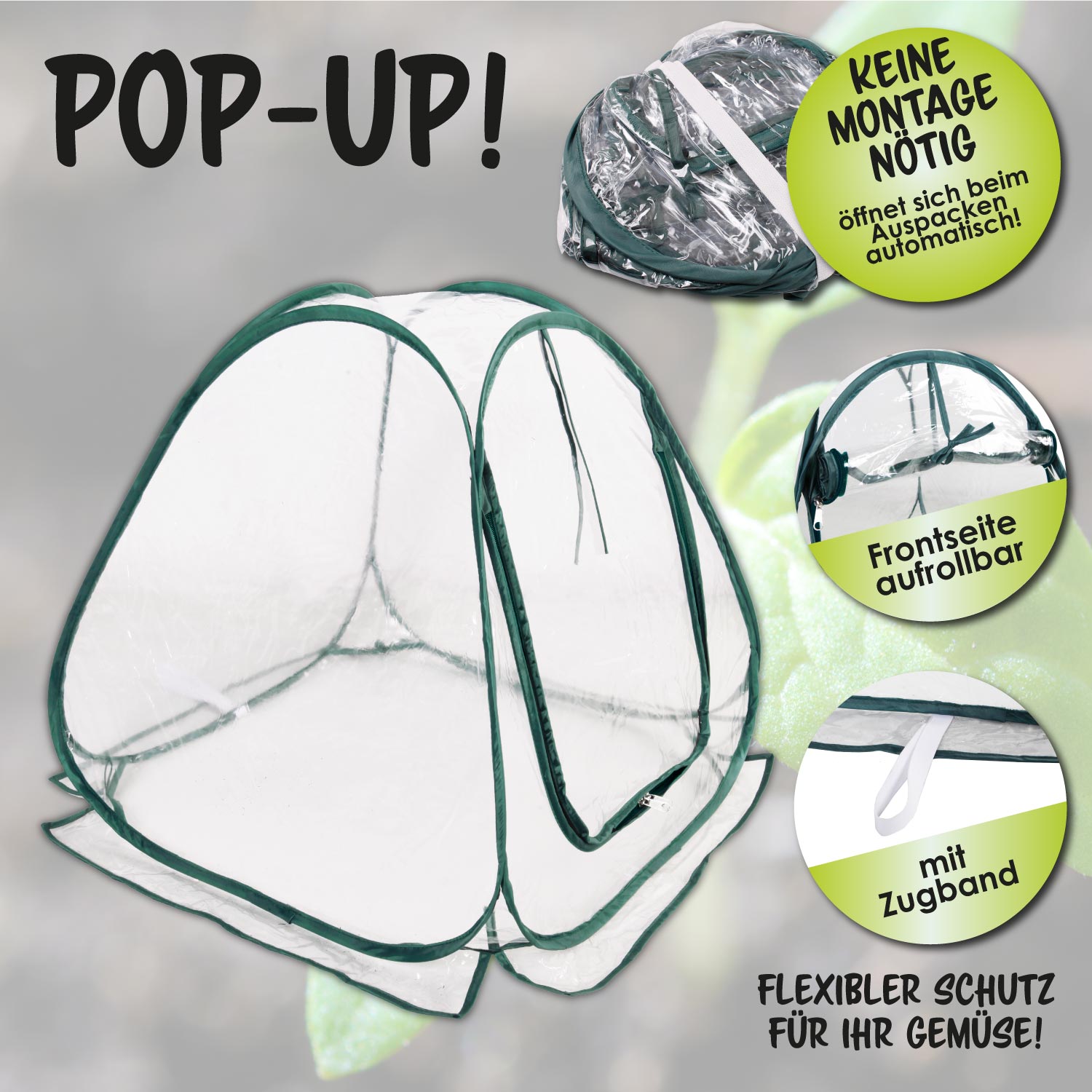 Pop-Up Gewächshaus Frühbeet  klein Reisverschluss PVC-Abdeckung Treibhaus Schutz