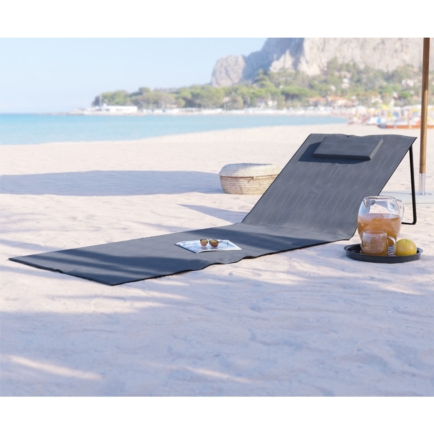 Strandliege Strandmatte Sonnenmatte Badematte Liege faltbar mit Tasche anthrazit