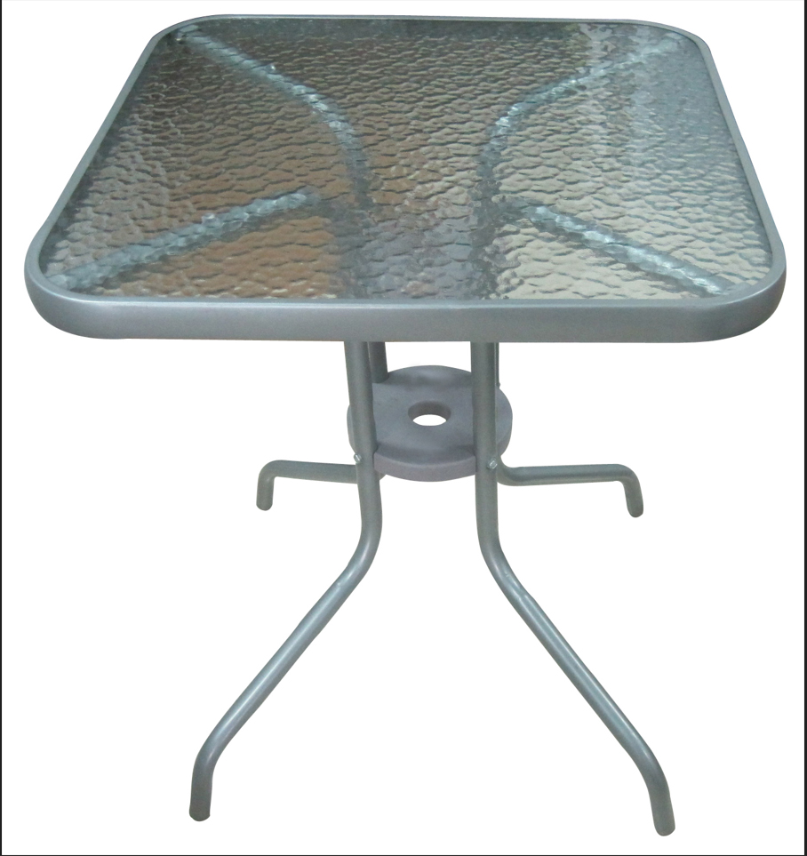 Bistrotisch Balkontisch Gartentisch Terrassentisch Glastisch silber 60x60 cm
