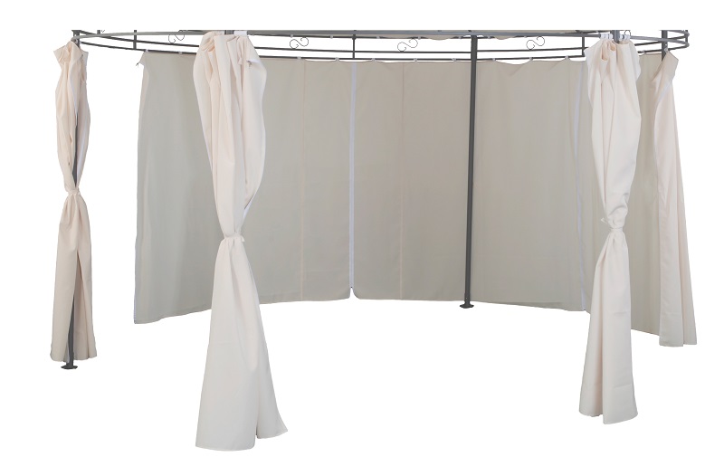 Seitenteil Pavillon rund ⌀3,5m wasserdicht Gartenpavillon Seitenwand Sichtschutz beige