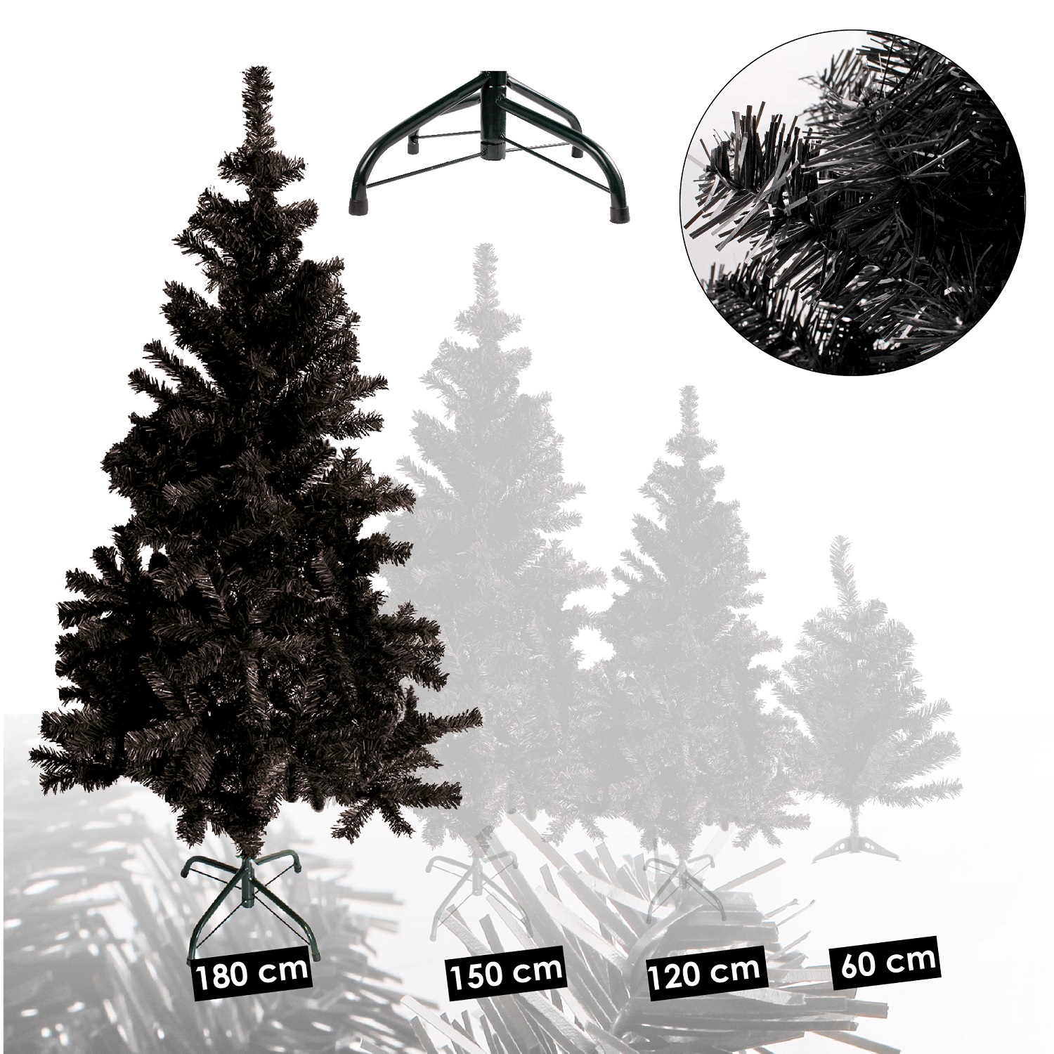 Künstlicher Weihnachtsbaum inkl. Ständer Tannenbaum Christbaum schwarz 180cm