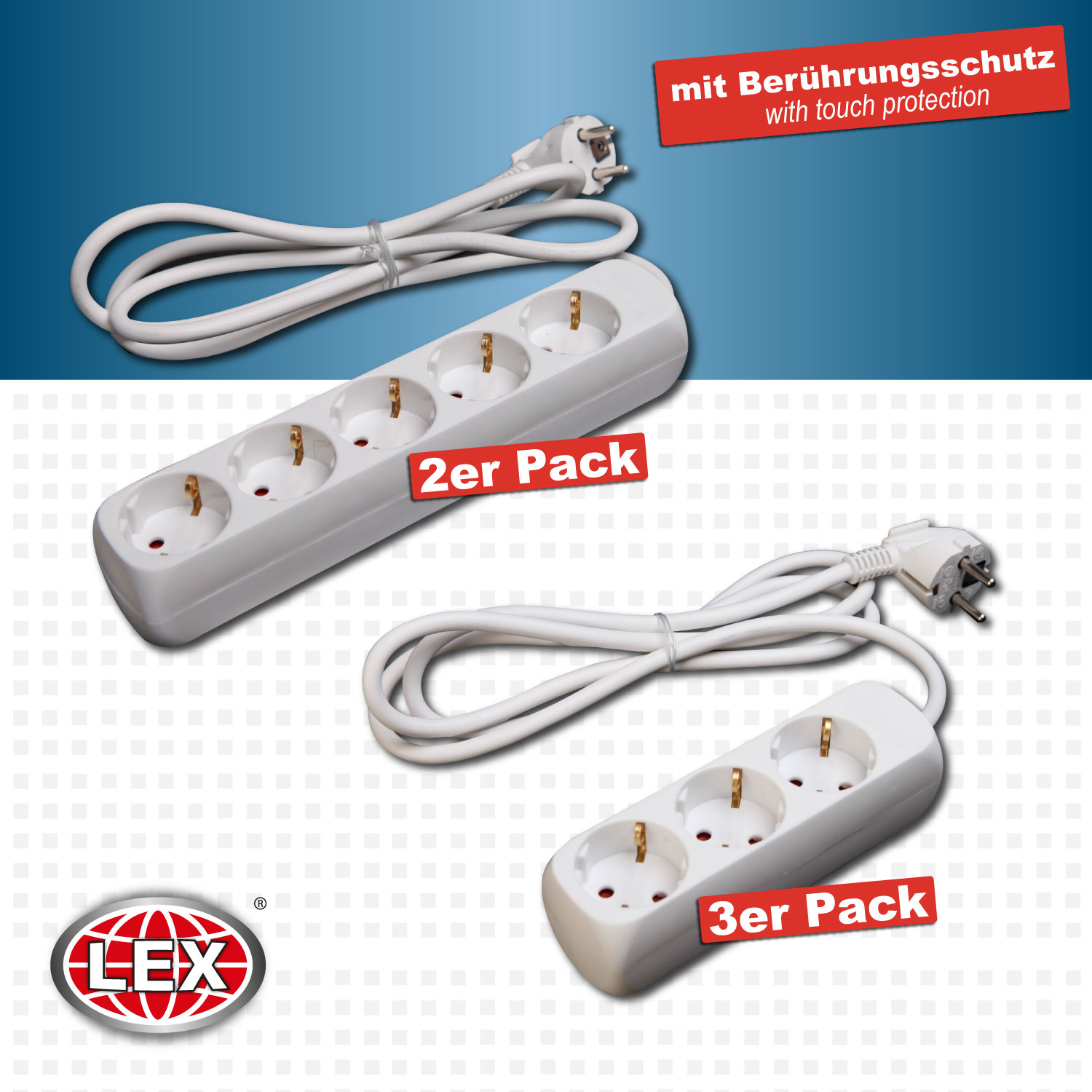 3/5-fach Steckerleiste Set Steckdosenleiste Mehrfachstecker Stromleiste