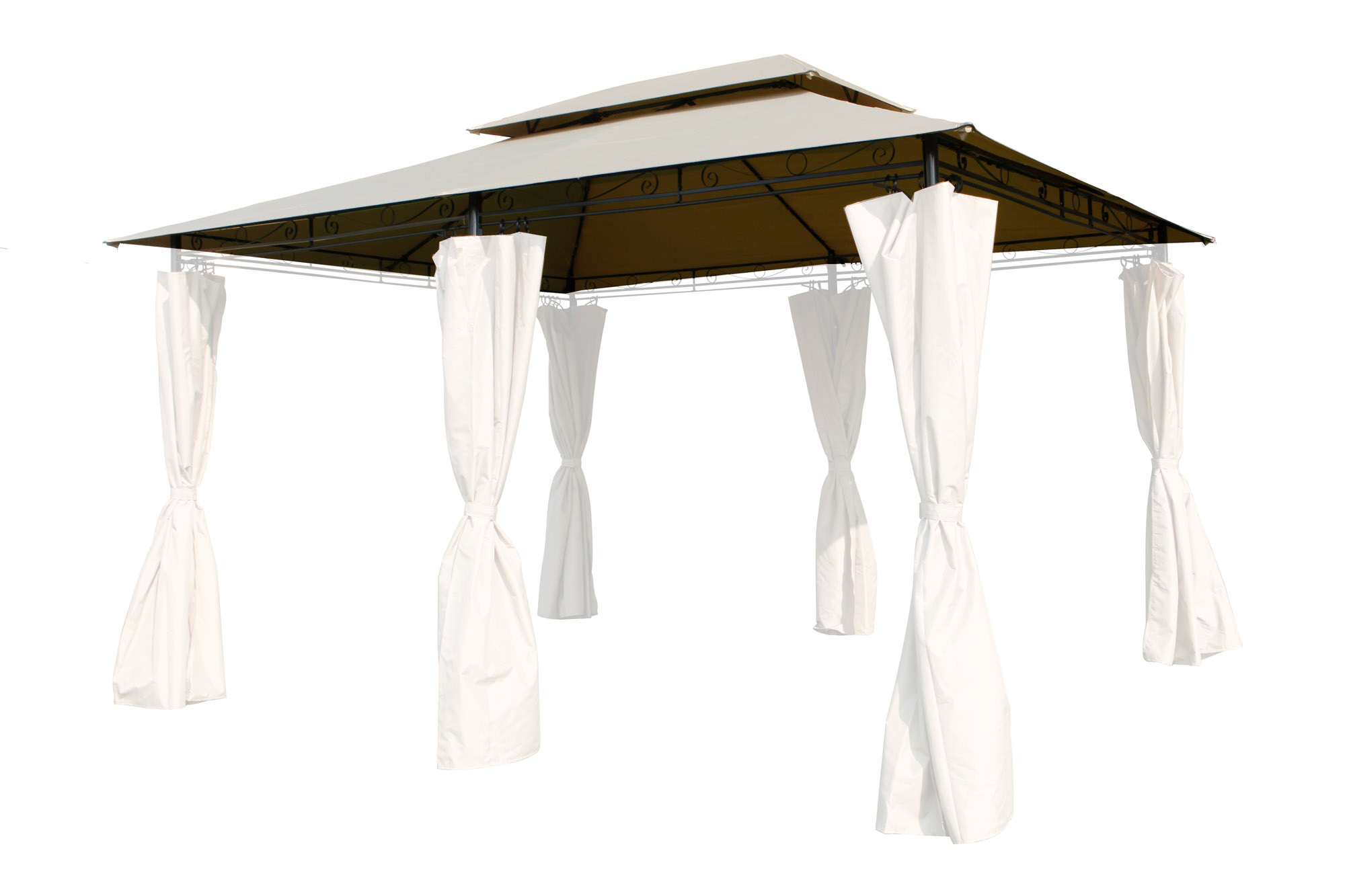 Ersatzdach Pavillon 4x3m wasserdicht Gartenpavillon Doppeldach taupe
