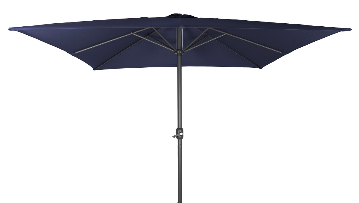 Alu Sonnenschirm 2,5x2,5 m quadratisch Kurbelschirm Gartenschirm Balkon blau