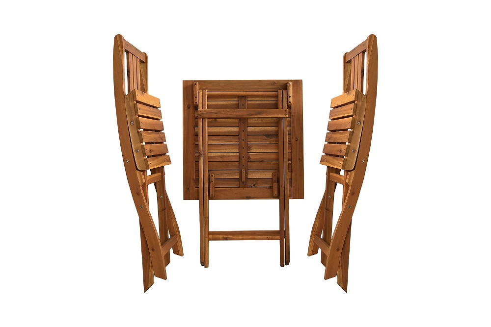 Bistro Set Gartenmöbel 3tlg. klappbar aus Akazienholz Balkon Set Sitzgruppe Holz