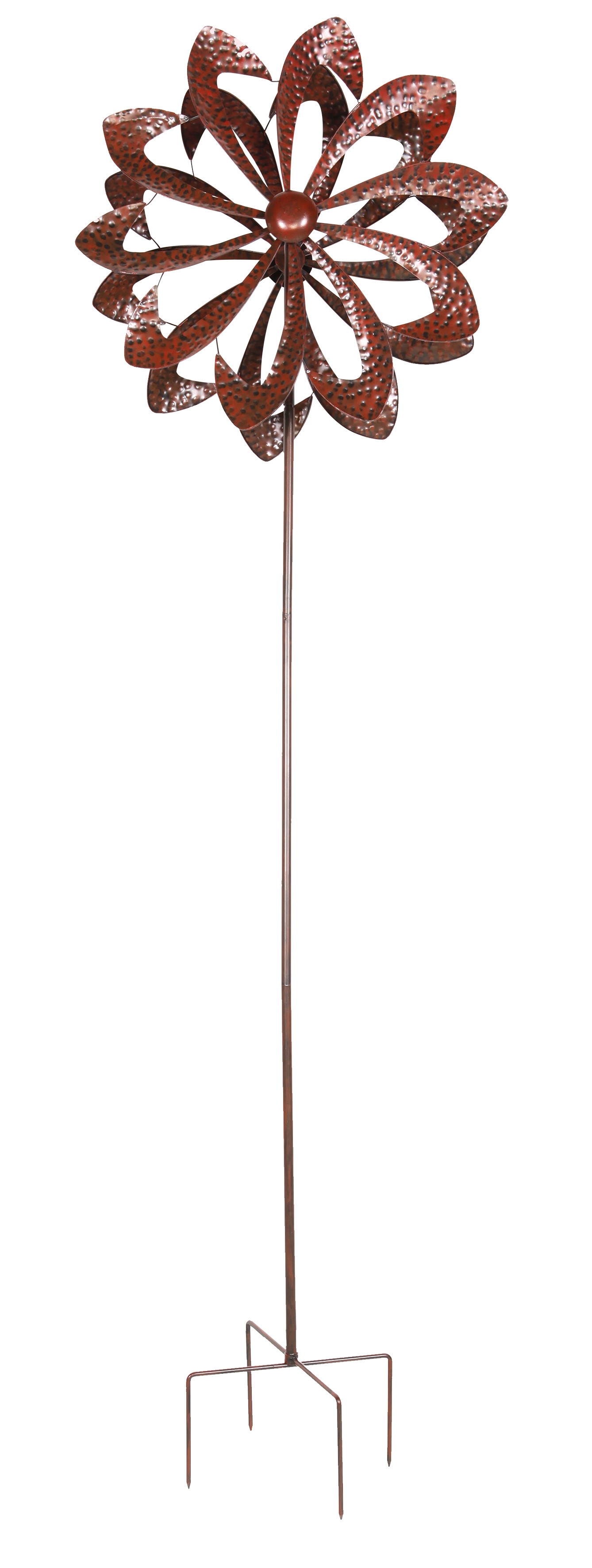 XXL Metall Doppel Windrad Windspiel Gartendeko Balkon Terrasse 210x62cm kupfer