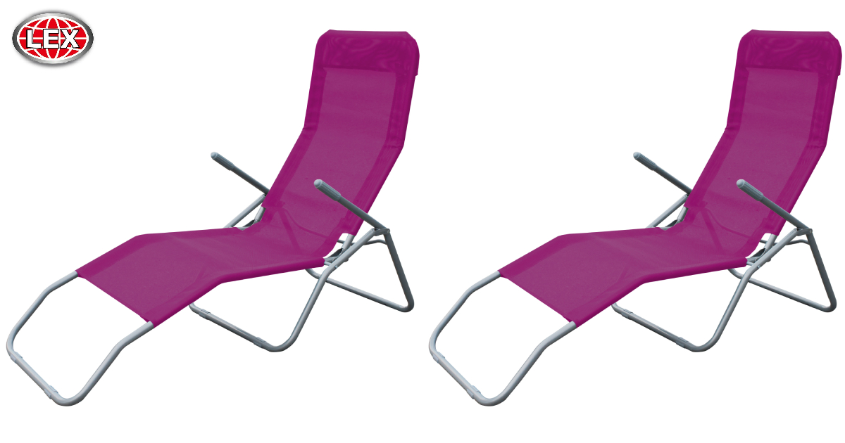 2er Set Siestaliege Kippliege Sonnenliege Strandliege Garten klappbar pflaume