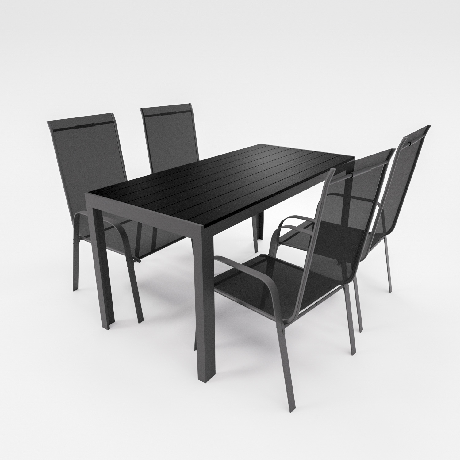 Gartenmöbel Set Sitzgruppe Alu Tisch 5-tlg. Essgruppe 4x Stapelsessel Gartenset anthrazit