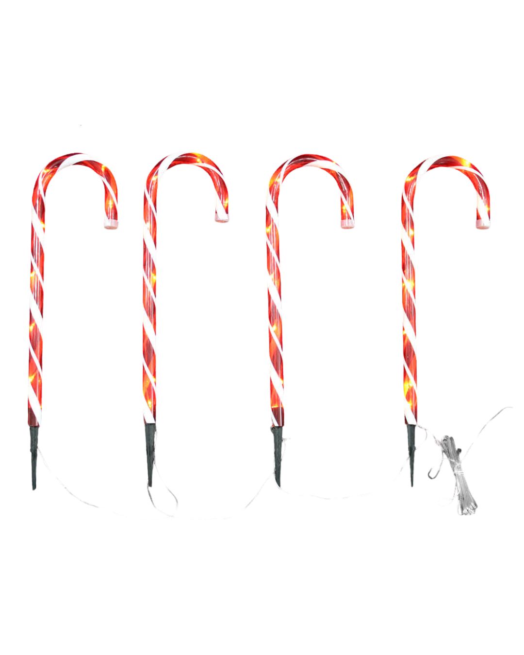4x LED Zuckerstangen 50cm Batterie Timerfunktion Lichterkette Weihnachtsdeko