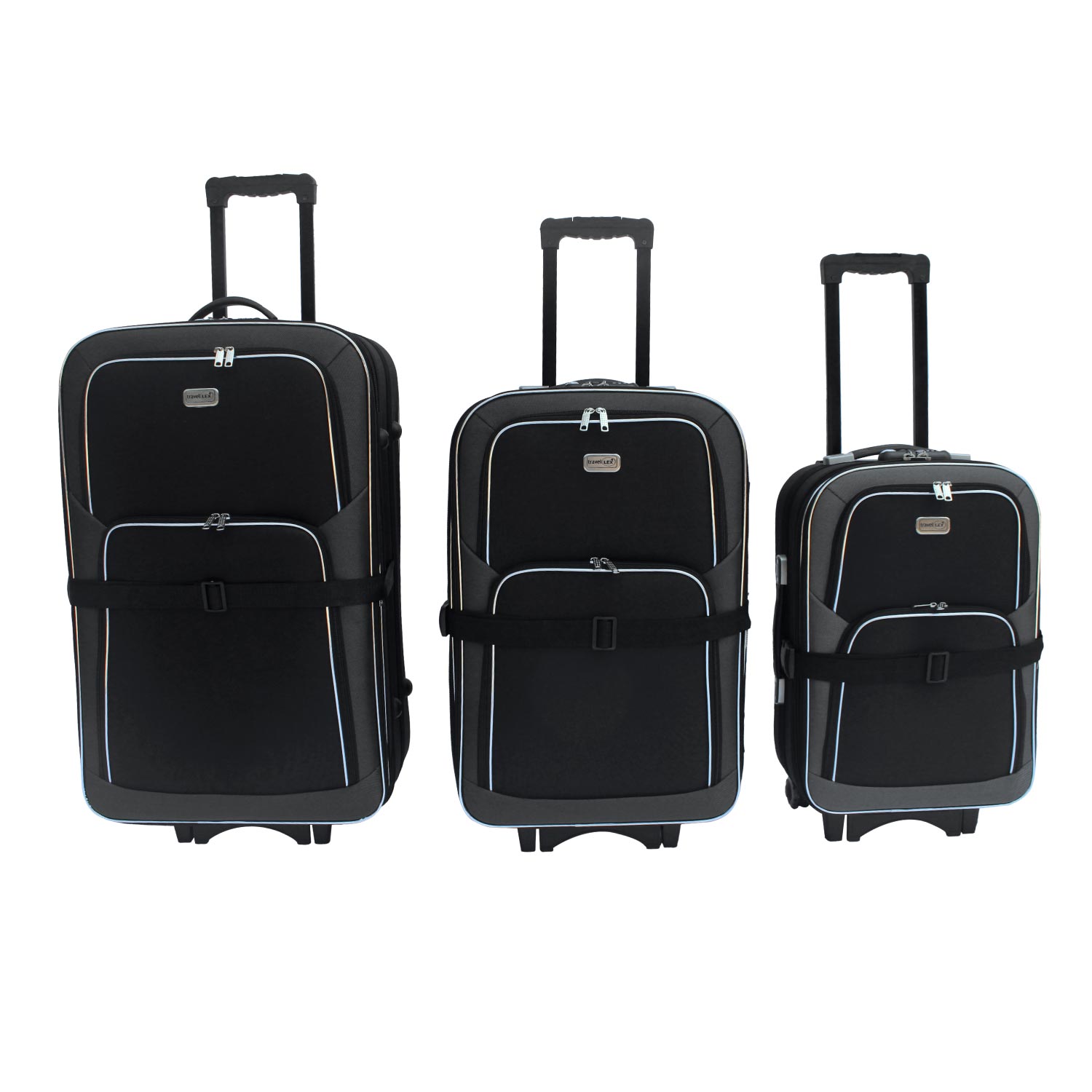 LEX 3tlg. EVA 600D Reisekoffer Set Trolley Reisetasche Koffer anthrazit/schwarz