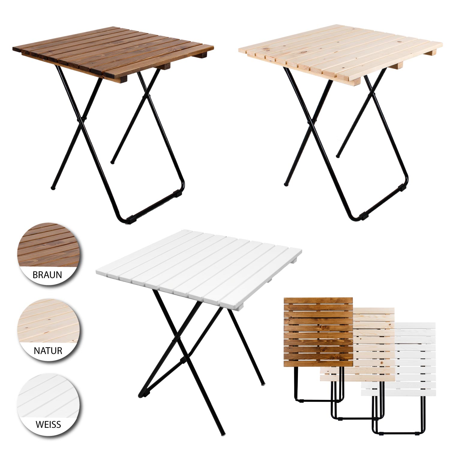 Holz Metall Klapptisch Beistelltisch klappbar Holz Kieferholz