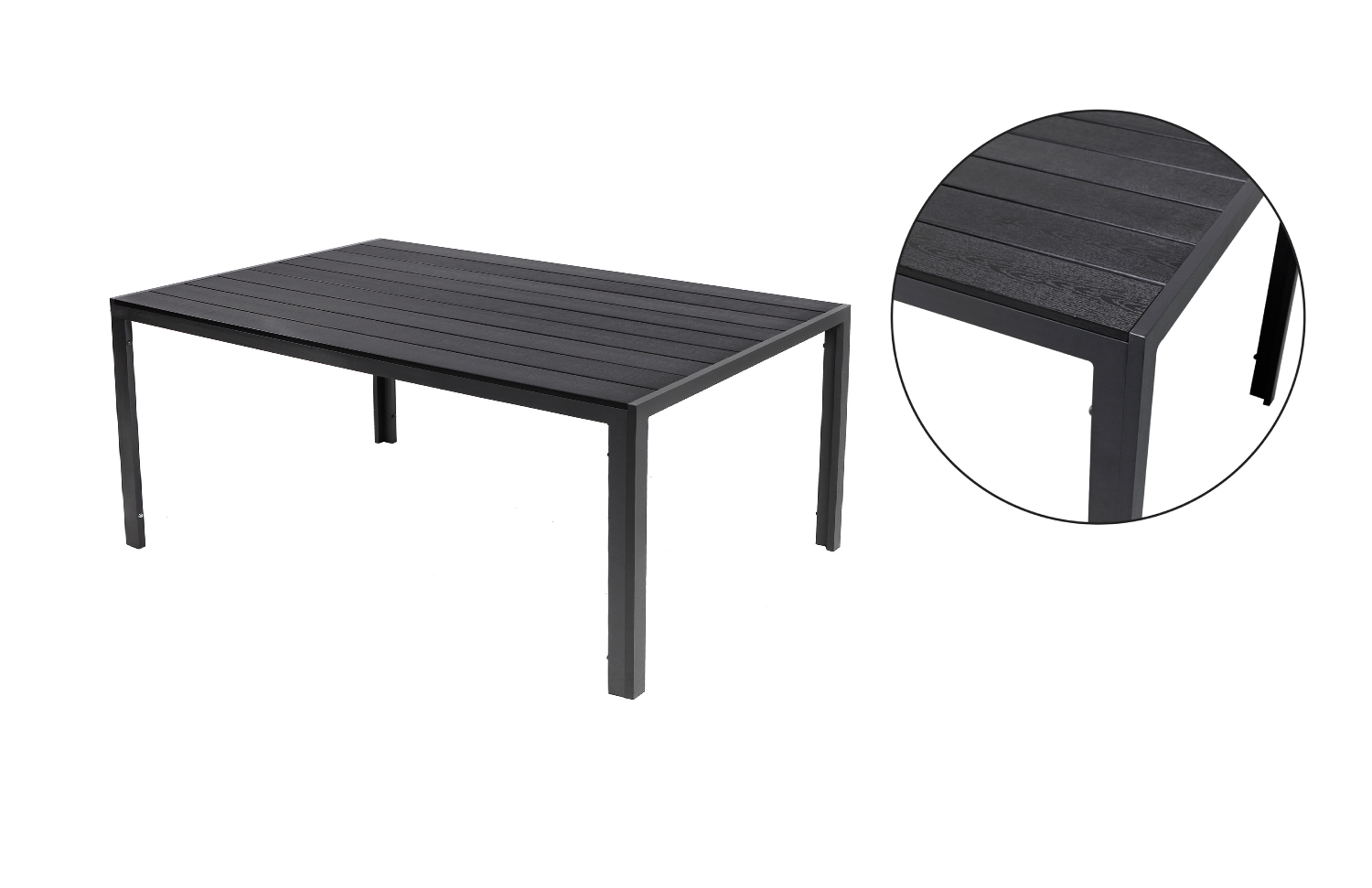 Aluminium XL Gartentisch Esstisch Balkontisch Gartenmöbel Non-Wood 150x80 cm