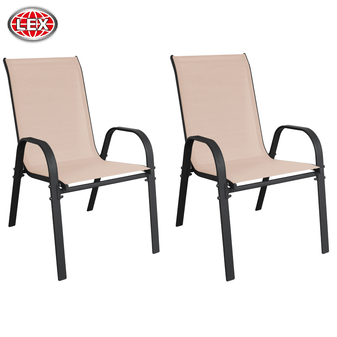 2er Set Stapelsessel Gartensessel Gartenstuhl Stapelstuhl Balkon beige