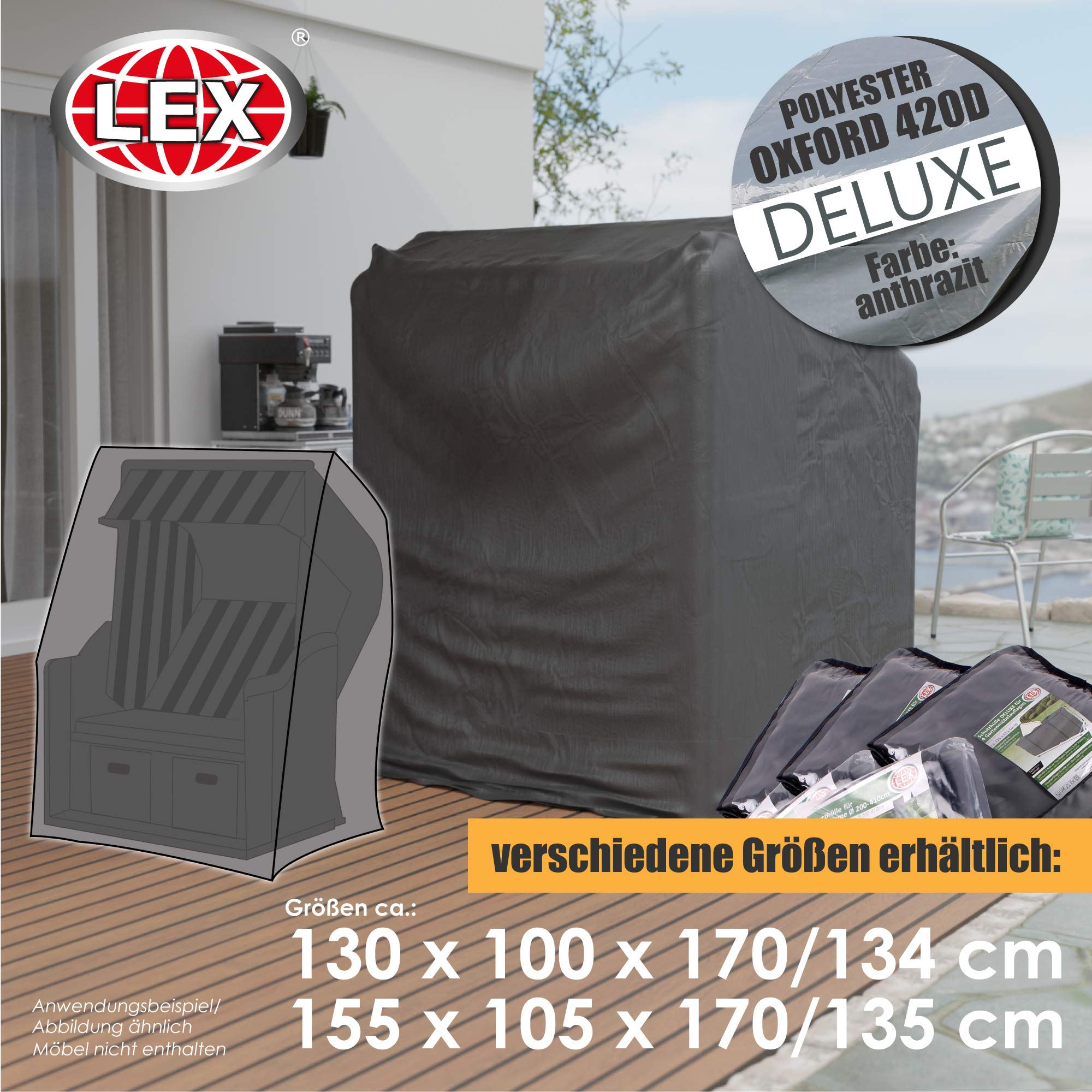 Schutzhülle Deluxe für Strandkorb Abdeckplane Cover Schutzhaube Plane