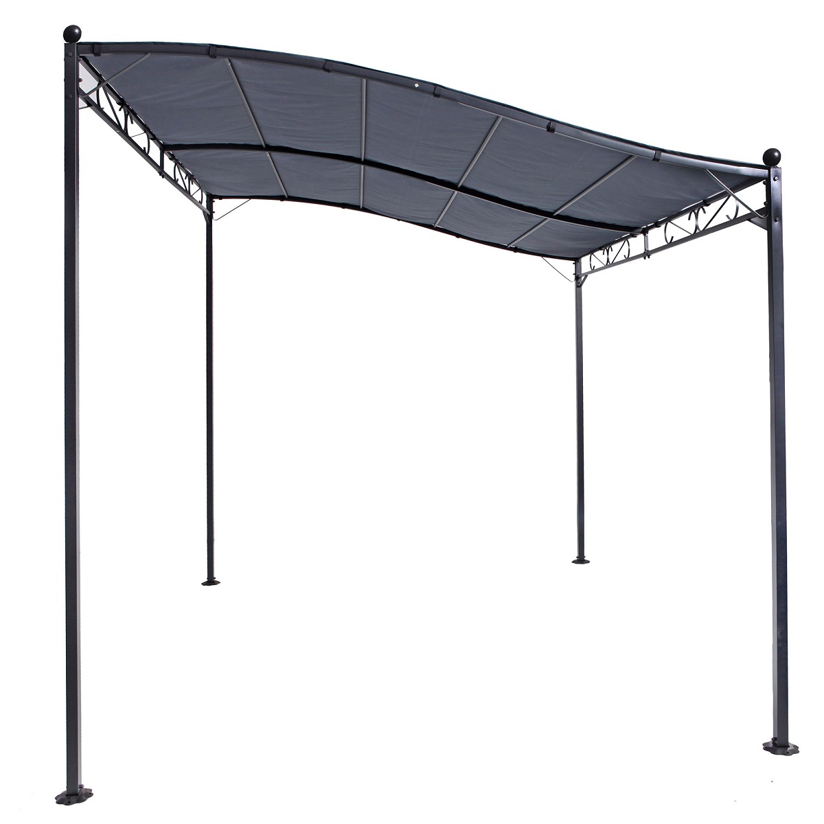 Pavillon Gartenpavillon 2,5x3 m Anbaupavillon Terrasse Pergola Sonnenschutz PU grau