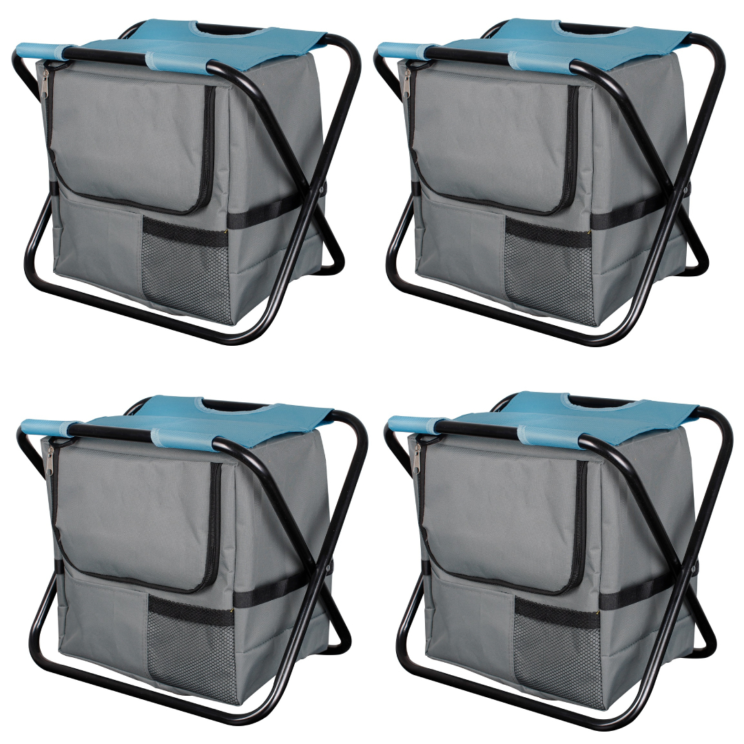 4er Set Anglersitz mit Kühltasche faltbar Campingstuhl Festivalstuhl Tragegurt