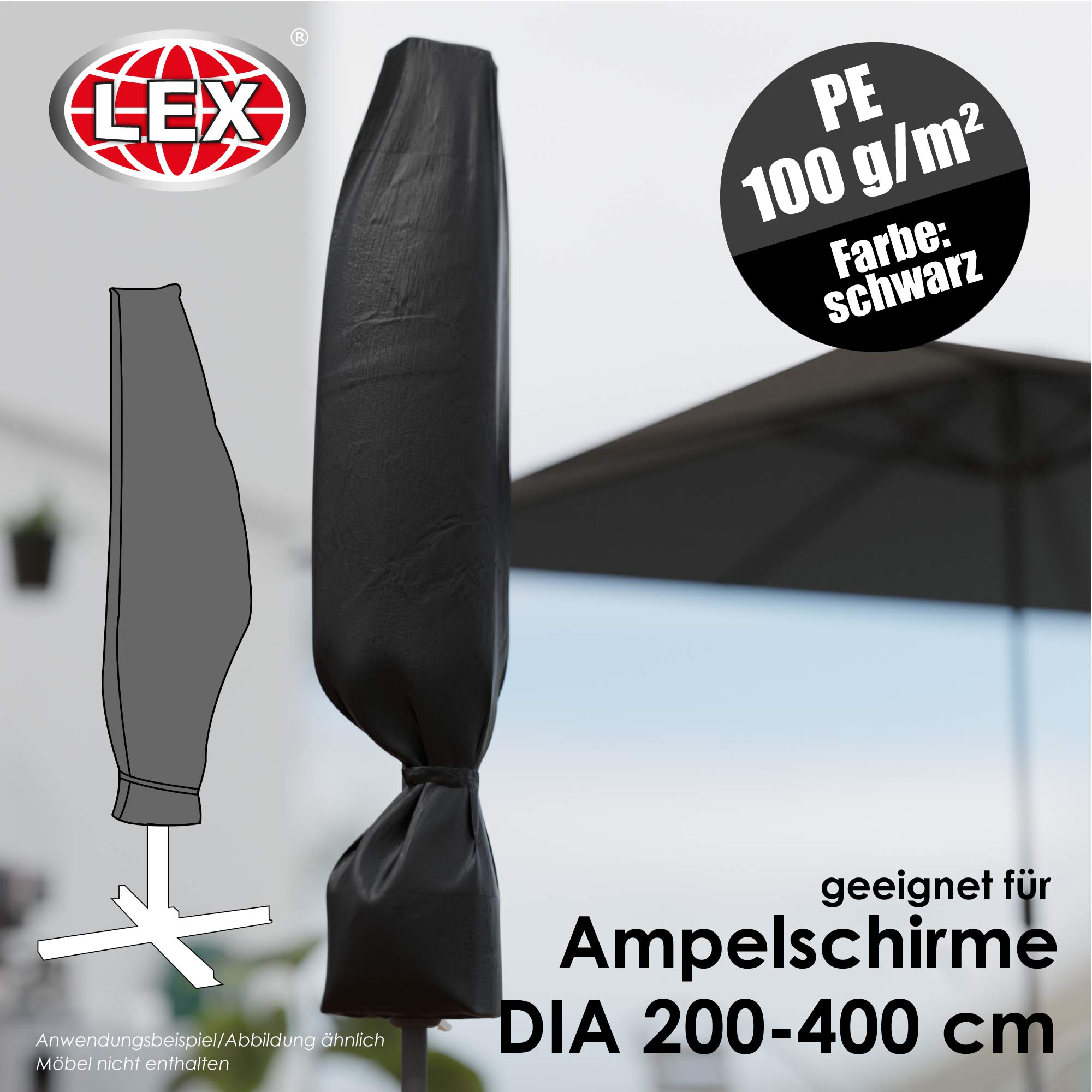 Schutzhülle für Ampelschirme Ø 200-400 cm Schutzhaube Schirmhaube Cover Plane