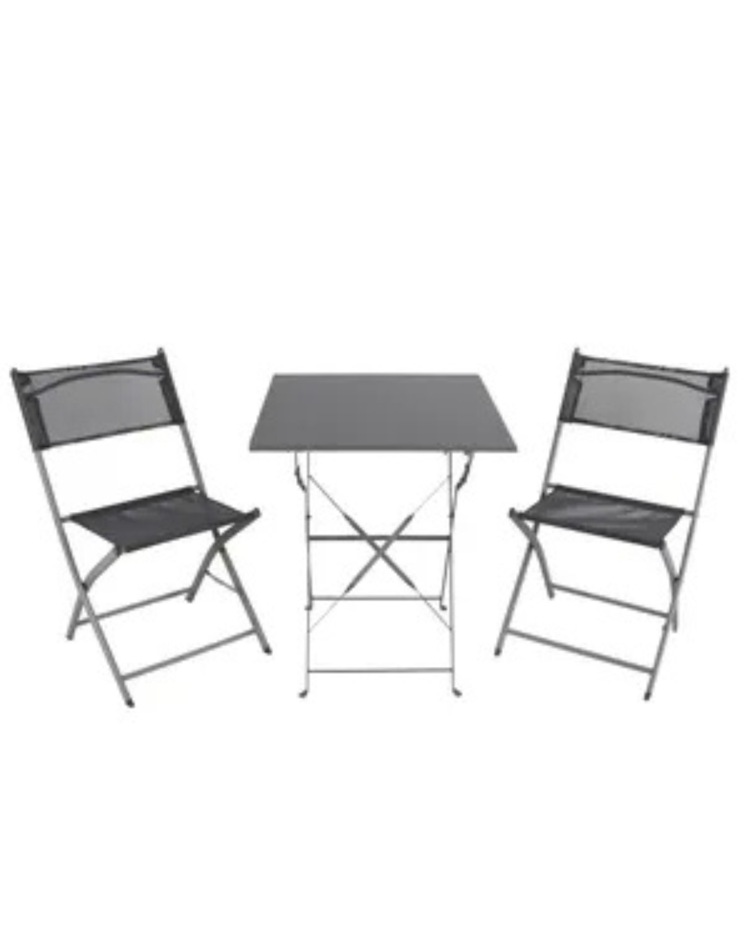 Bistro Set Sitzgruppe Gartenset Gartenmöbel Sitzgarnitur 3-teilig grau