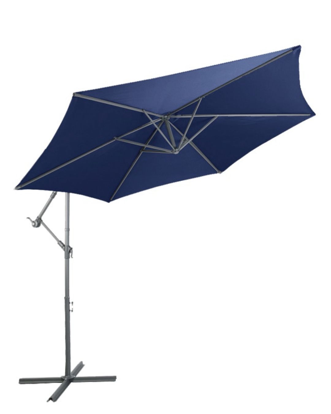 Alu Sonnenschirm Ampelschirm Ø 3m UV30+ Kurbelschirm mit Standfuß Garten blau