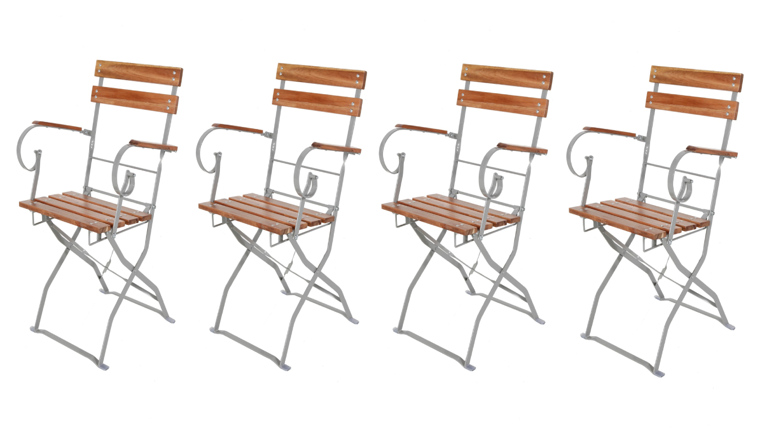 4er-Set Gartensessel Armlehne Biergartensessel Gartenstuhl Akazienholz klappbar