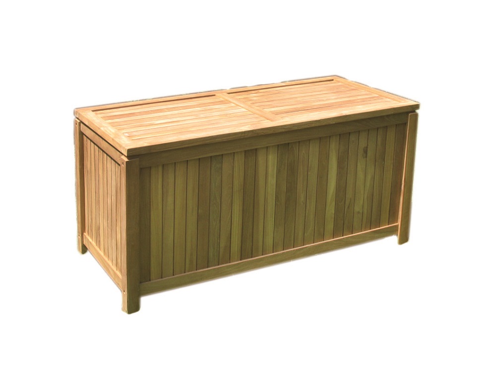 Premium Teak Gartenbox Teakbox Gartenablage Teakholz geschlossene Lattung klein