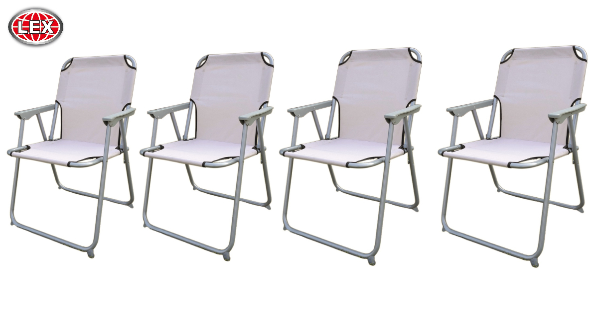 4er-Set Klapp-Campingstuhl Gartenstuhl Festival Strandstuhl Angelstuhl Beige