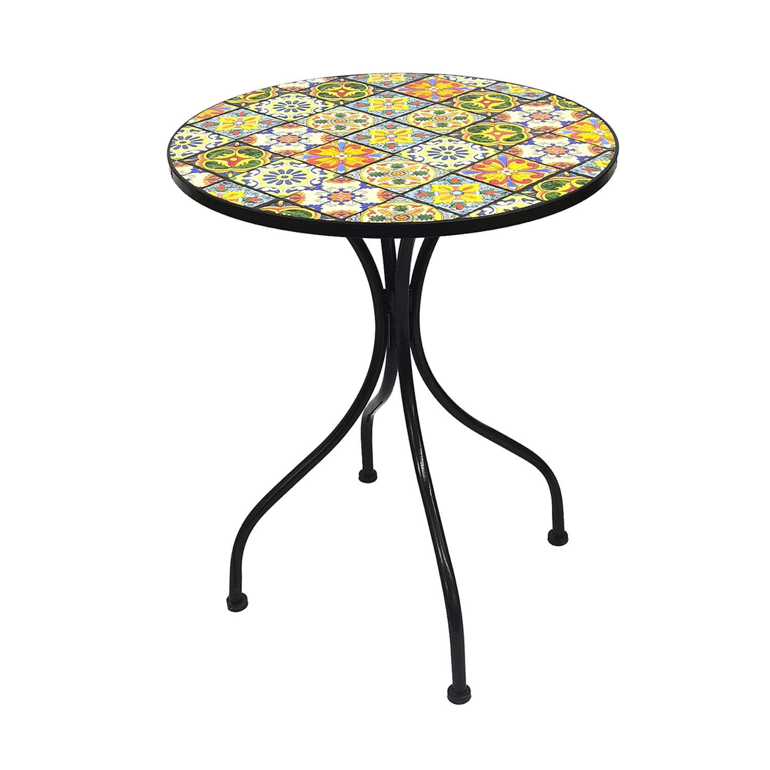 Mosaik Mosaiktisch Gartentisch Bistro Rund Eisenramen klappbar elegant
