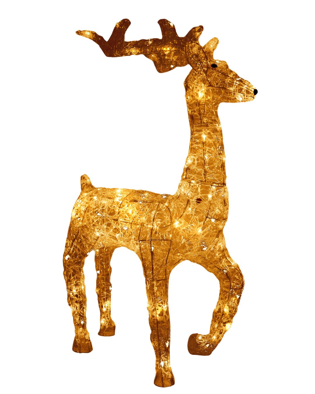 XXL LED Acryl Hirsch Weihnachtsfigur 120cm beleuchtet Weihnachtsdeko Außen & Innen Gold Warmweiß