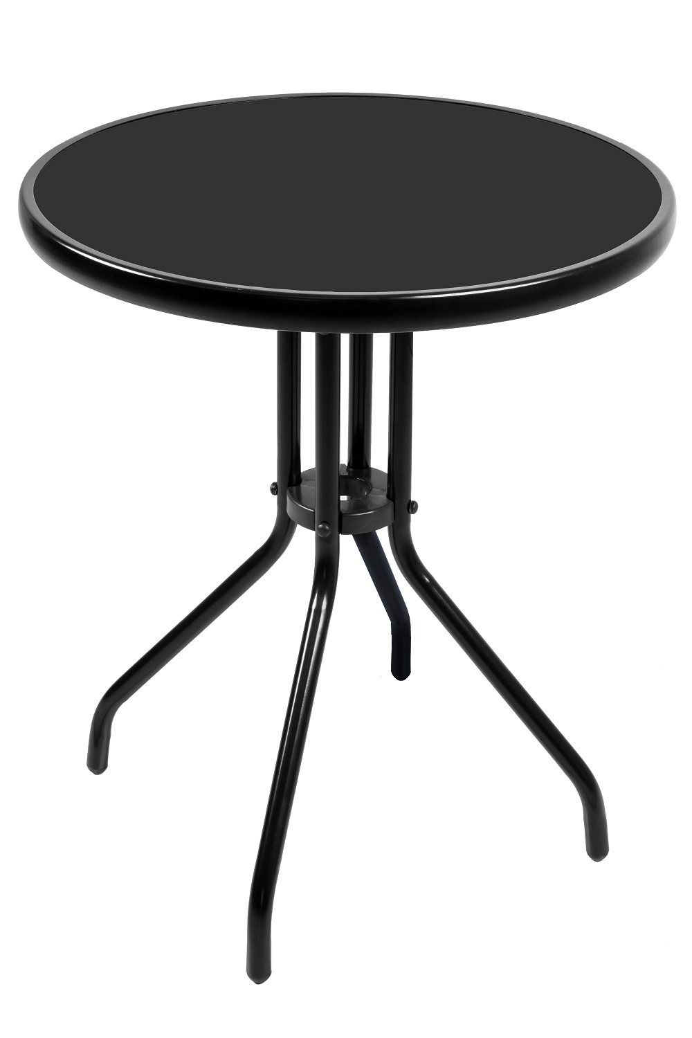 Bistrotisch Balkontisch Gartentisch Terrassentisch Glastisch schwarz ⌀ 60 cm
