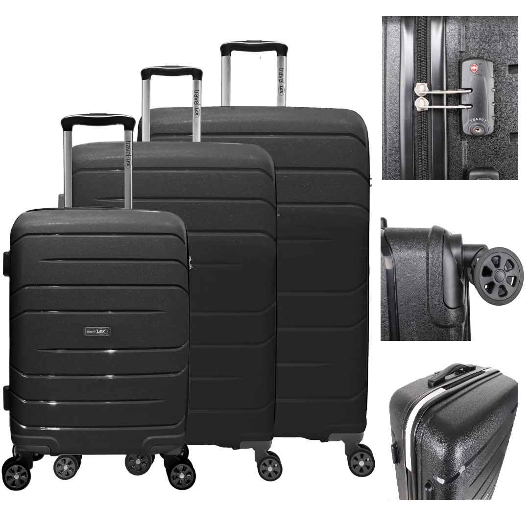LEX 3tlg.PP Reisekofferset Trolley Reisetasche mit TSA Zahlenschloss Farbauswahl