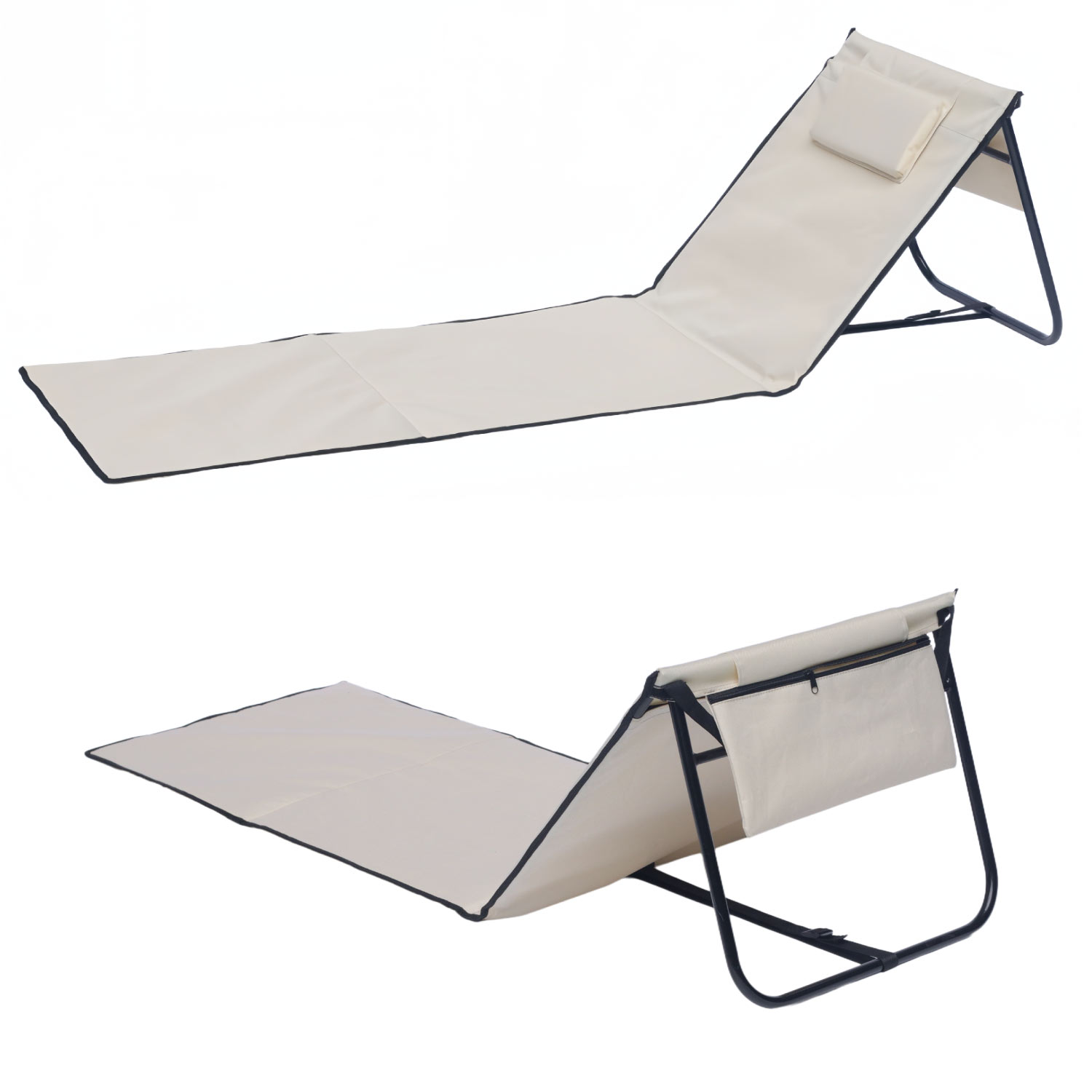 Strandliege Strandmatte Sonnenmatte Badematte Liege faltbar mit Tasche beige