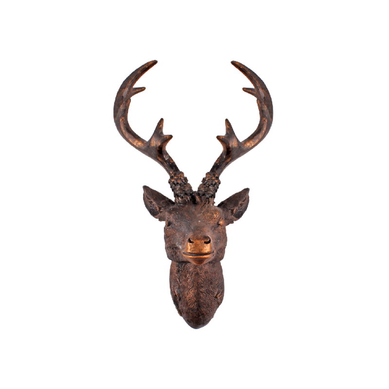 Hirschgeweih Hirschkopf Wanddeko Dekoration Wandschmuck Figur Geweih Bronze 20x30cm