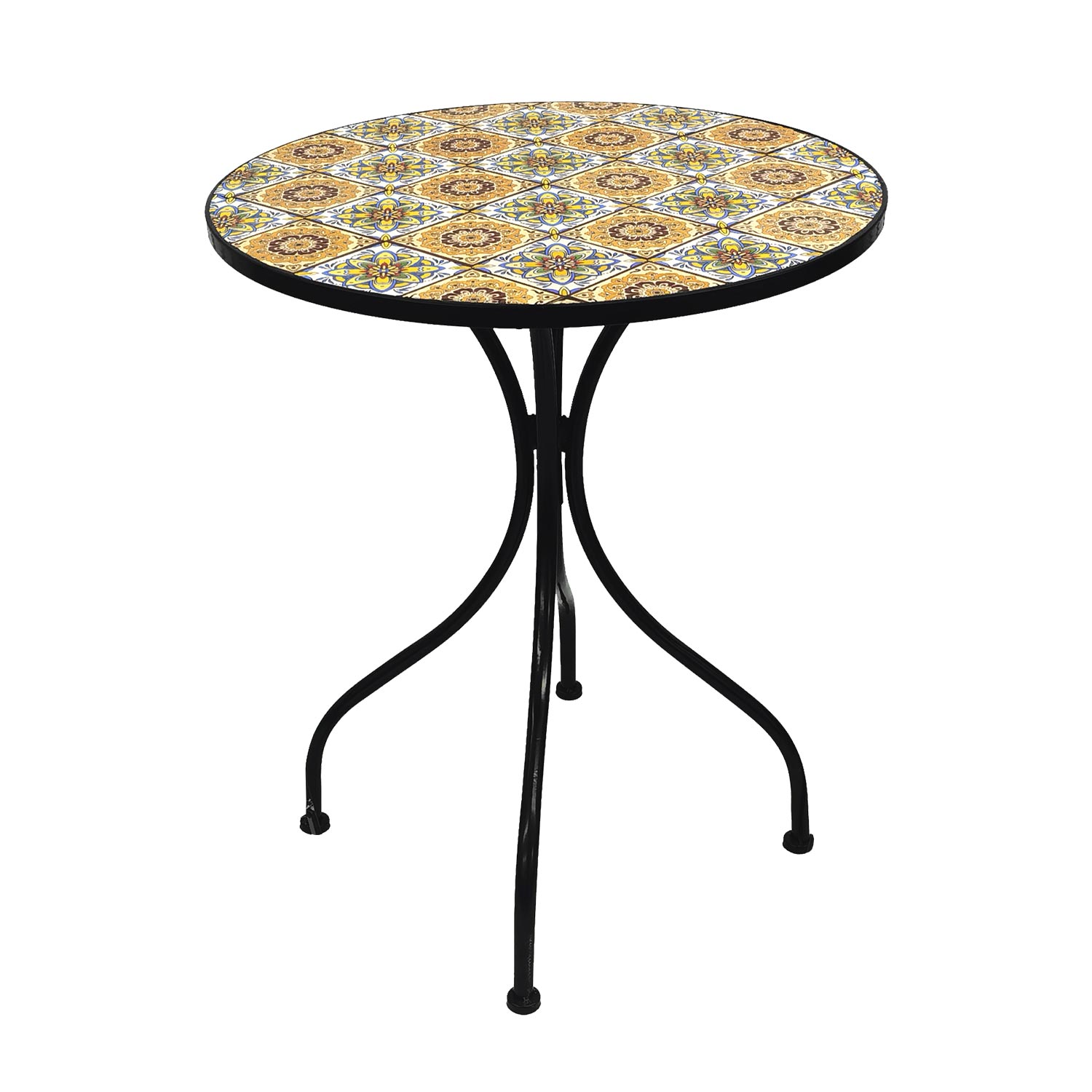 Mosaik Mosaiktisch Gartentisch Bistro Rund Eisenramen klappbar elegant