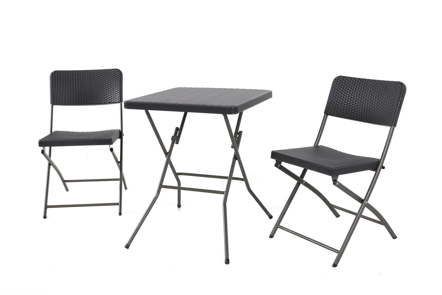 3-tlg. Balkon Set Camping Garten Terrasse Möbel Rattan-Optik klappbar anthrazit