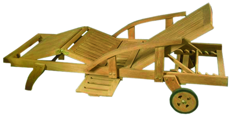 Premium Teak Gartenliege multifunktional mit Rollen Seitentisch Teakliege 200cm