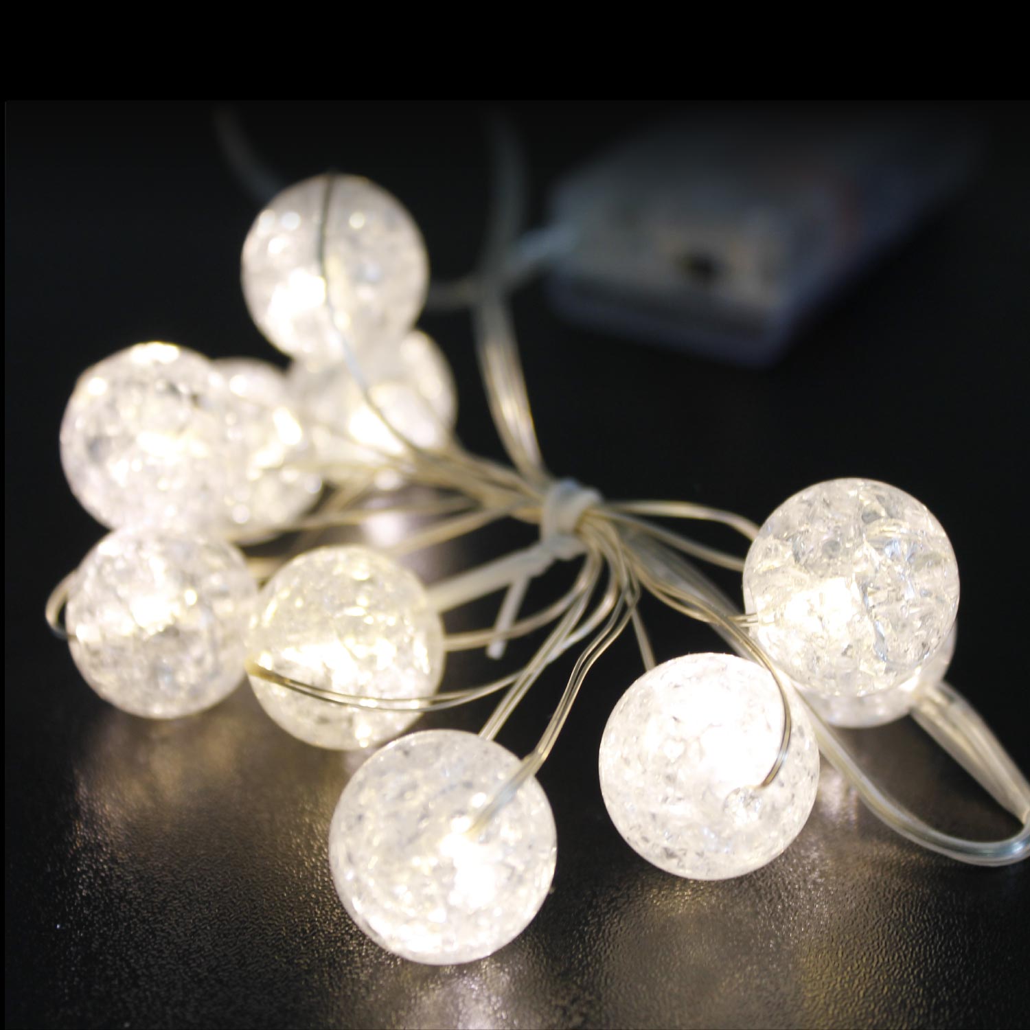 LED Kugellichterkette Acrylkugel Batterie Weihnachtsdeko 10 LEDs warmweiß Timer