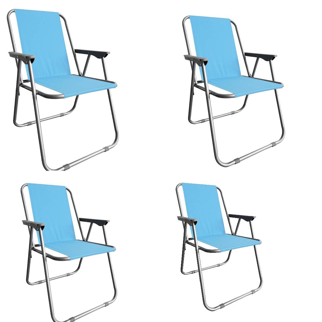 Campingstuhl Anglersessel Gartenstuhl Sessel mit Armlehne hellblau 4er Set