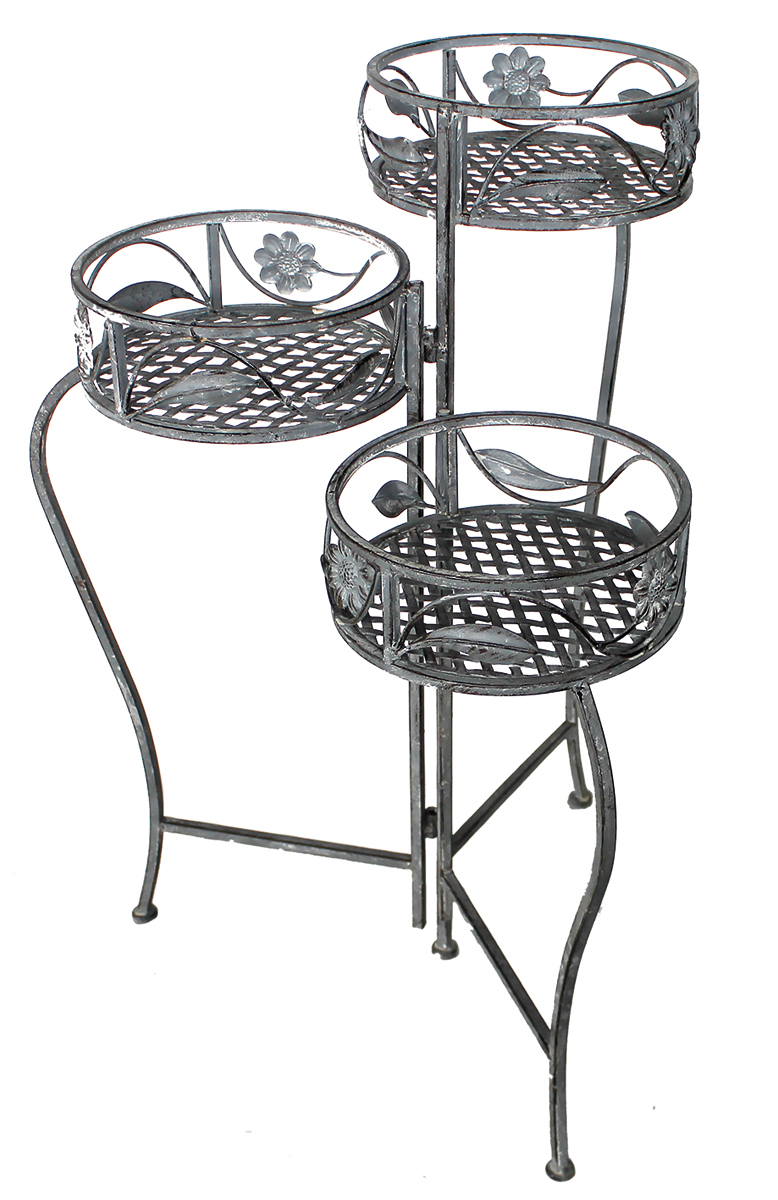 Pflanzenständer Blumenständer Gartendeko Blumenregal Eisen Antik grau braun