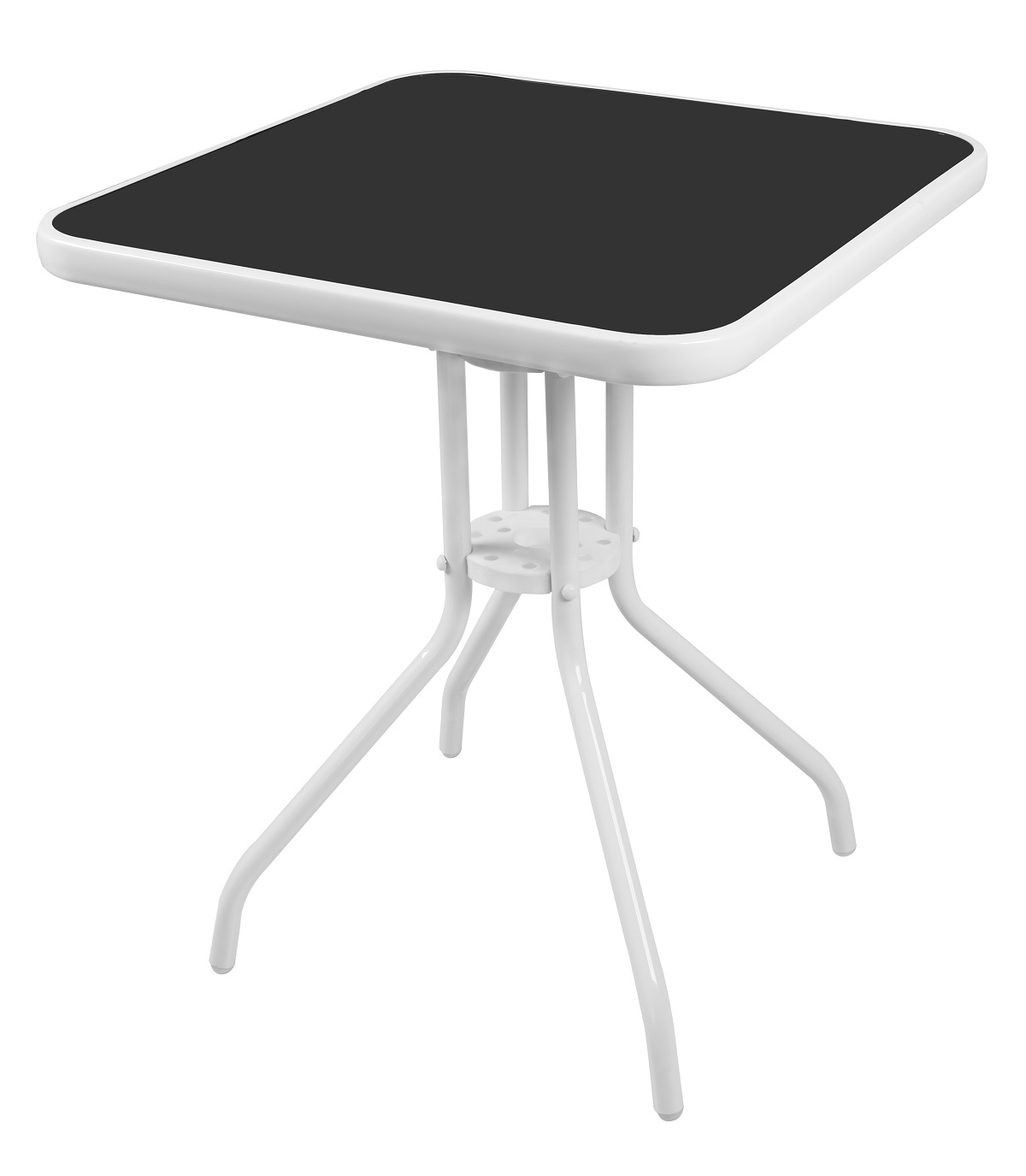 Bistrotisch Balkontisch Gartentisch Terrassentisch Glastisch weiß 60x60 cm
